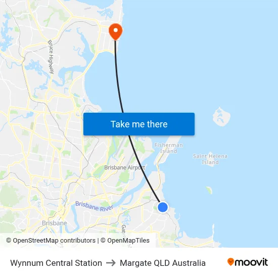 Wynnum Central Station to Margate QLD Australia map