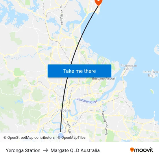 Yeronga Station to Margate QLD Australia map