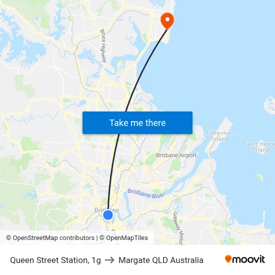 Queen Street Station, 1g to Margate QLD Australia map