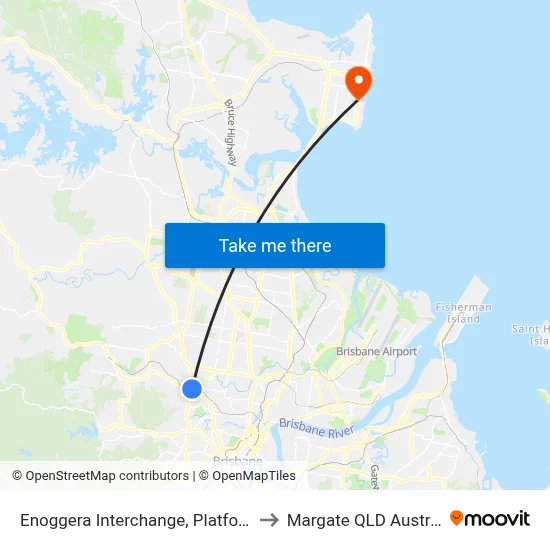 Enoggera Interchange, Platform C to Margate QLD Australia map