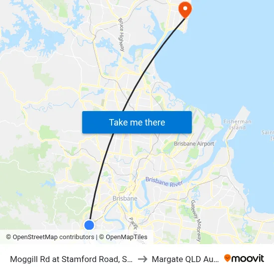 Moggill Rd at Stamford Road, Stop 22/23 to Margate QLD Australia map