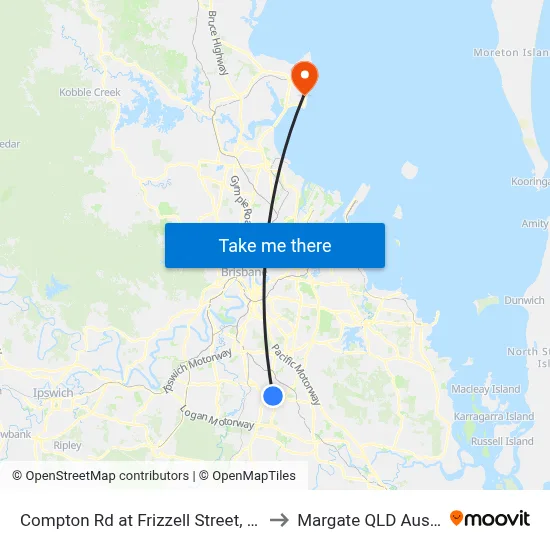 Compton Rd at Frizzell Street, Stop 85 to Margate QLD Australia map