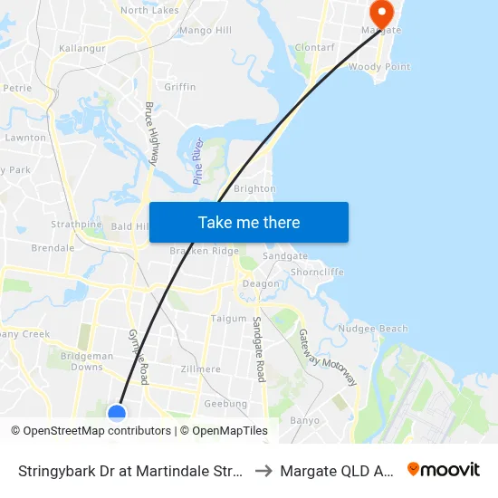 Stringybark Dr at Martindale Street, Stop 47 to Margate QLD Australia map