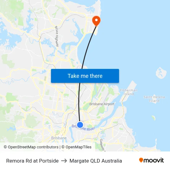 Remora Rd at Portside to Margate QLD Australia map