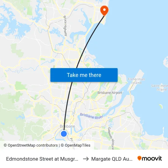 Edmondstone Street at Musgrave Park to Margate QLD Australia map