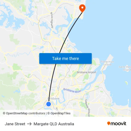 Jane Street to Margate QLD Australia map