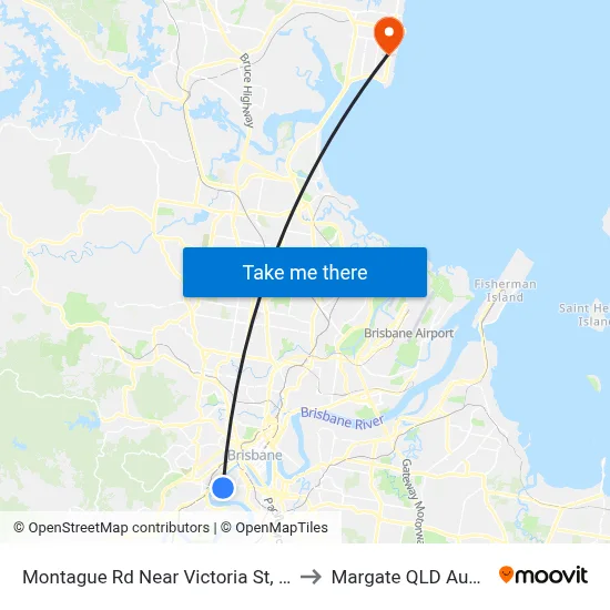 Montague Rd Near Victoria St, Stop 10 to Margate QLD Australia map