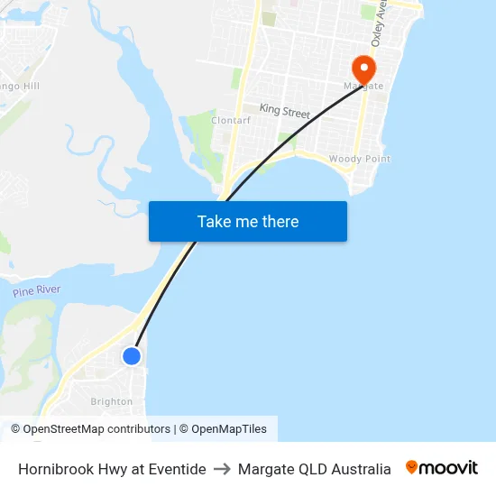 Hornibrook Hwy at Eventide to Margate QLD Australia map