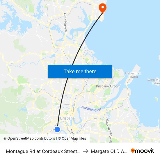 Montague Rd at Cordeaux Street, Stop 30/14 to Margate QLD Australia map