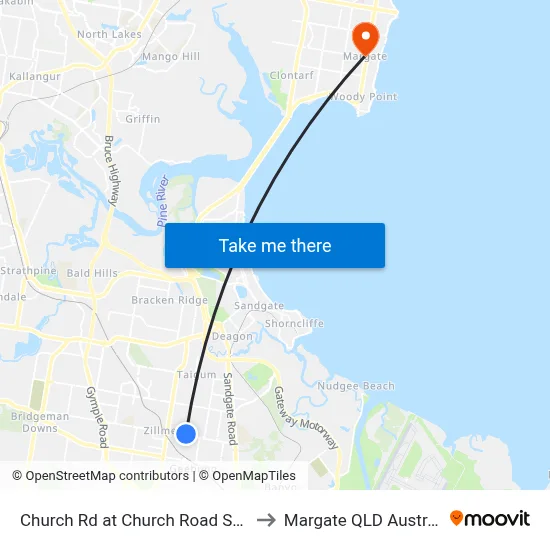 Church Rd at Church Road South to Margate QLD Australia map