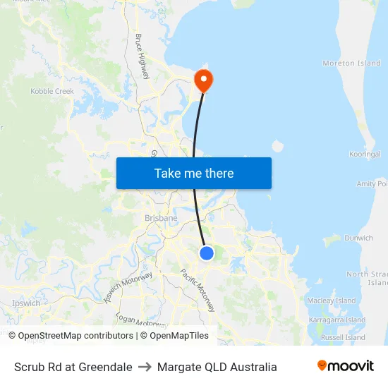 Scrub Rd at Greendale to Margate QLD Australia map