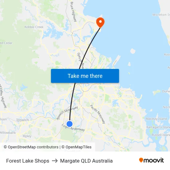 Forest Lake Shops to Margate QLD Australia map