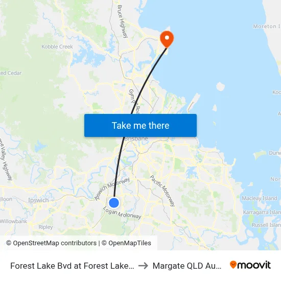 Forest Lake Bvd at Forest Lake, Stop B to Margate QLD Australia map