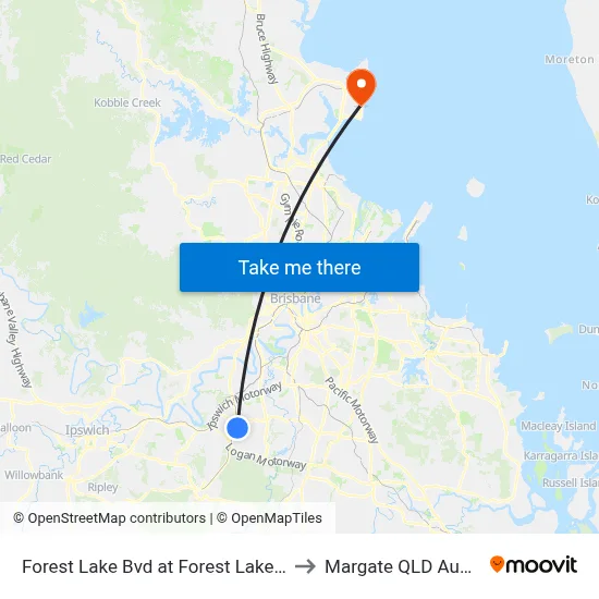 Forest Lake Bvd at Forest Lake, Stop E to Margate QLD Australia map