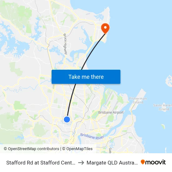 Stafford Rd at Stafford Central to Margate QLD Australia map