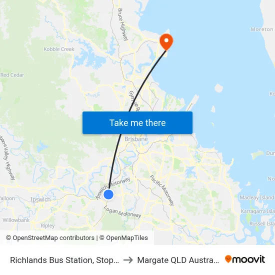 Richlands Bus Station, Stop A to Margate QLD Australia map