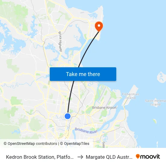 Kedron Brook Station, Platform 2 to Margate QLD Australia map
