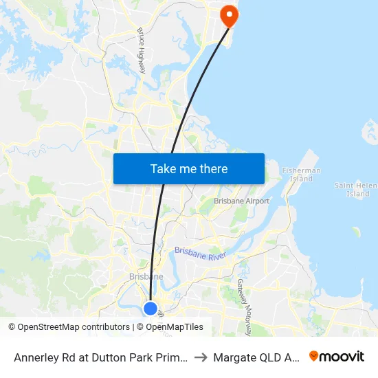 Annerley Rd at Dutton Park Primary, Stop 10 to Margate QLD Australia map