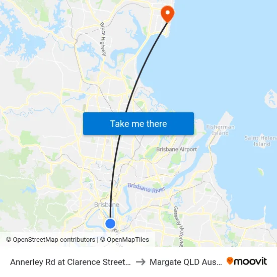 Annerley Rd at Clarence Street, Stop 7 to Margate QLD Australia map