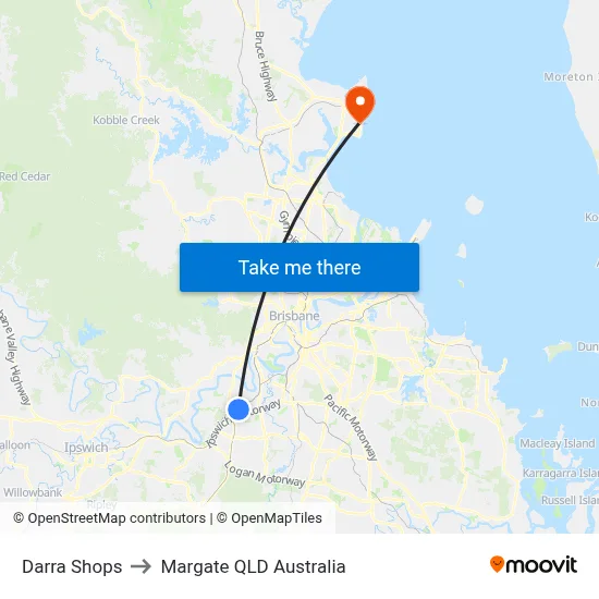 Darra Shops to Margate QLD Australia map