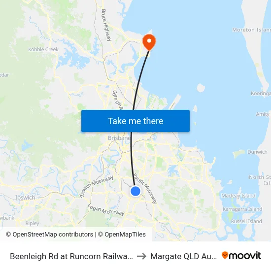 Beenleigh Rd at Runcorn Railway, Stop 72 to Margate QLD Australia map