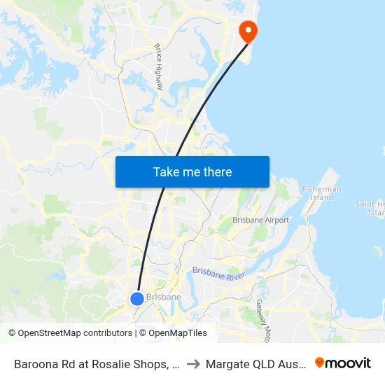 Baroona Rd at Rosalie Shops, Stop 9 to Margate QLD Australia map