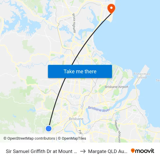 Sir Samuel Griffith Dr at Mount Coot-Tha to Margate QLD Australia map