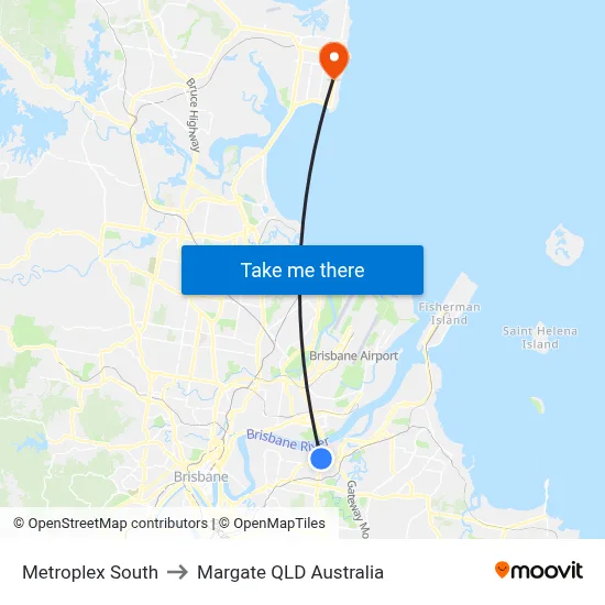 Metroplex South to Margate QLD Australia map