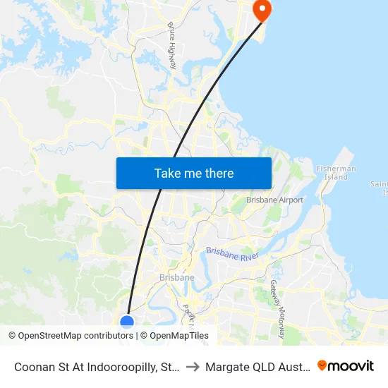 Coonan St At Indooroopilly, Stop 53 to Margate QLD Australia map