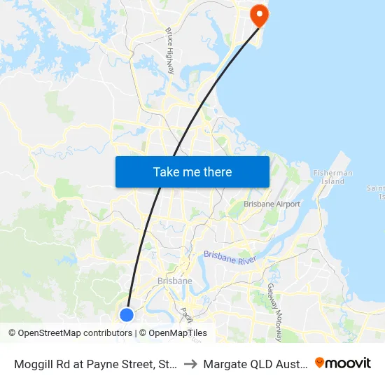 Moggill Rd at Payne Street, Stop 20 to Margate QLD Australia map