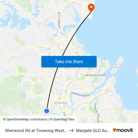 Sherwood Rd at Toowong West, Stop 22 to Margate QLD Australia map