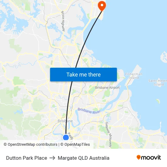 Dutton Park Place to Margate QLD Australia map
