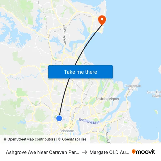Ashgrove Ave Near Caravan Park, Stop 20 to Margate QLD Australia map