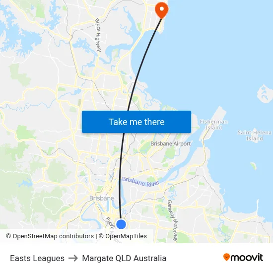 Easts Leagues to Margate QLD Australia map