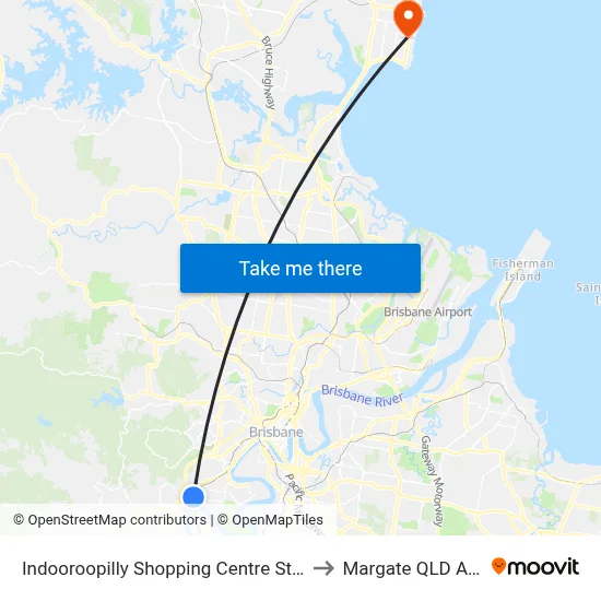 Indooroopilly Shopping Centre Station, Stop C to Margate QLD Australia map