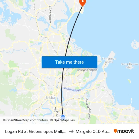 Logan Rd at Greenslopes Mall, Stop 24 to Margate QLD Australia map