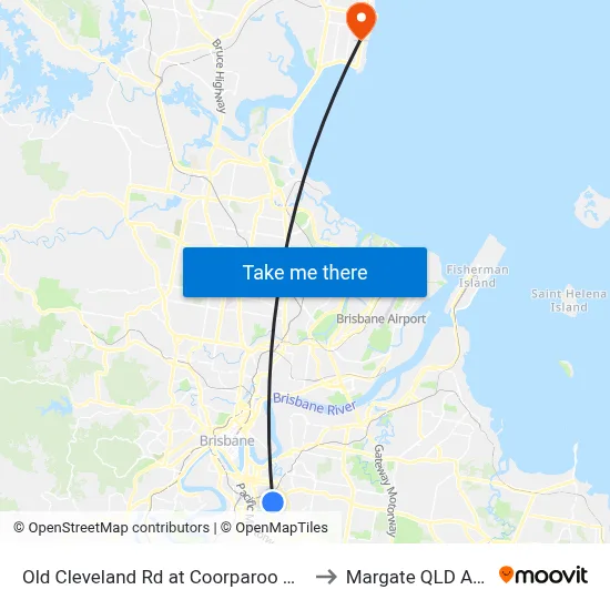 Old Cleveland Rd at Coorparoo West Stop 19 to Margate QLD Australia map