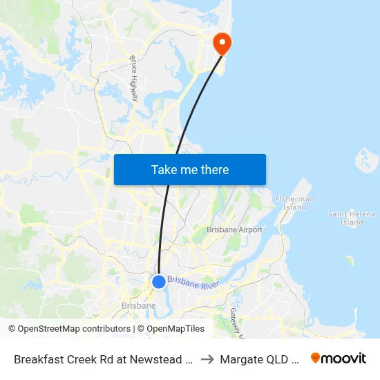 Breakfast Creek Rd at Newstead House, Stop 12 to Margate QLD Australia map