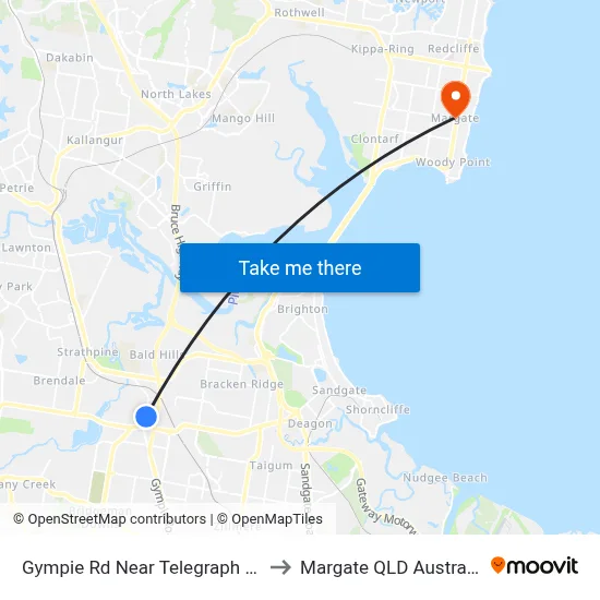 Gympie Rd Near Telegraph Rd to Margate QLD Australia map