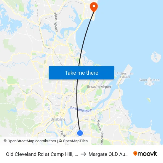 Old Cleveland Rd at Camp Hill, Stop 30 to Margate QLD Australia map