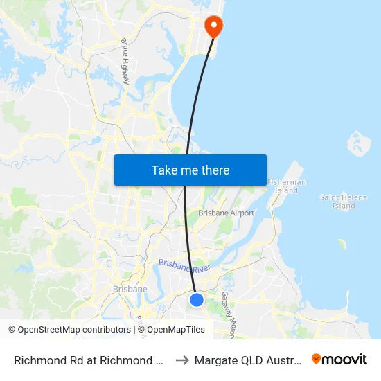 Richmond Rd at Richmond East to Margate QLD Australia map