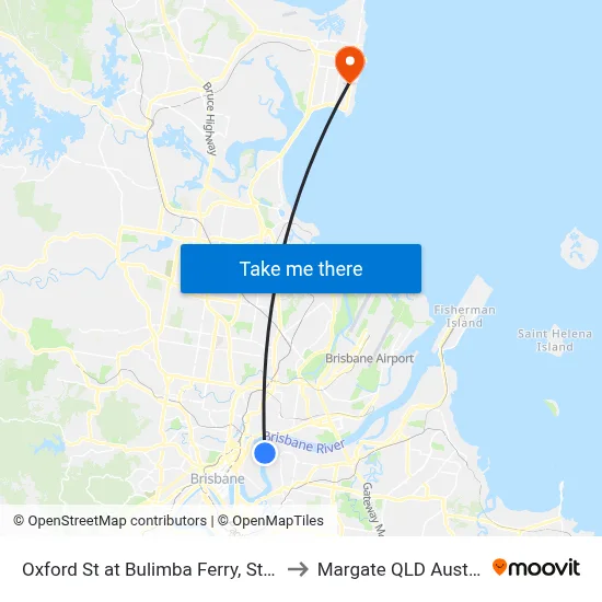 Oxford St at Bulimba Ferry, Stop 33 to Margate QLD Australia map