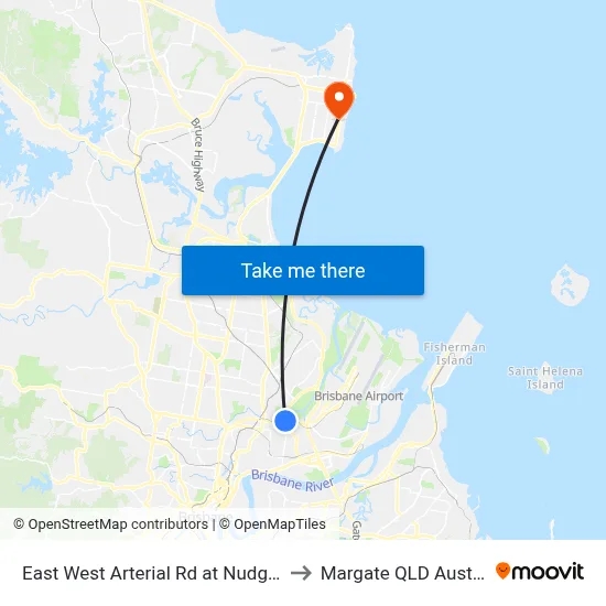 East West Arterial Rd at Nudgee Rd to Margate QLD Australia map