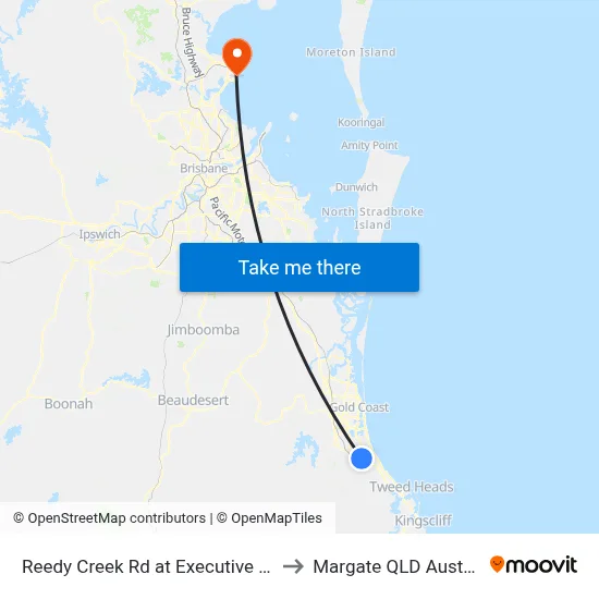 Reedy Creek Rd at Executive Drive to Margate QLD Australia map