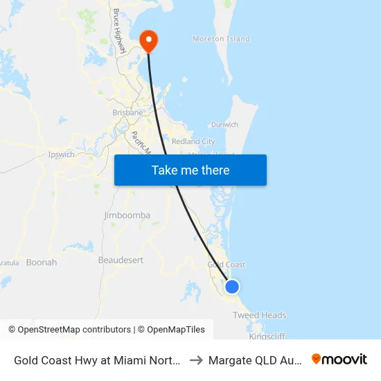 Gold Coast Hwy at Miami North Station to Margate QLD Australia map