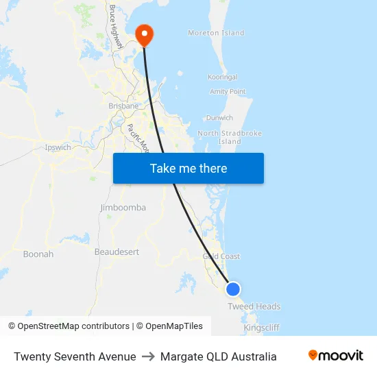 Twenty Seventh Avenue to Margate QLD Australia map