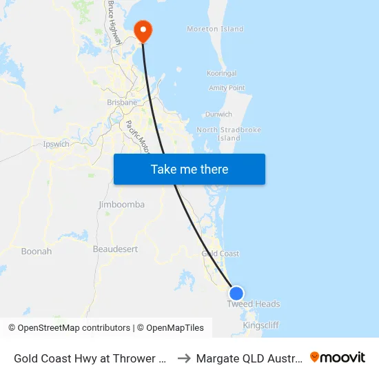 Gold Coast Hwy at Thrower Drive to Margate QLD Australia map