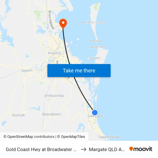 Gold Coast Hwy at Broadwater Tourist Park to Margate QLD Australia map