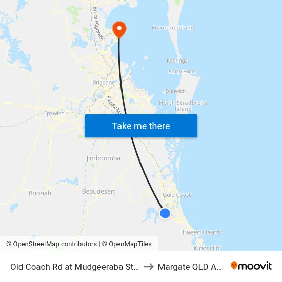 Old Coach Rd at Mudgeeraba State School to Margate QLD Australia map