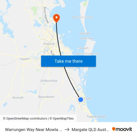 Warrungen Way Near Mowla Drive to Margate QLD Australia map